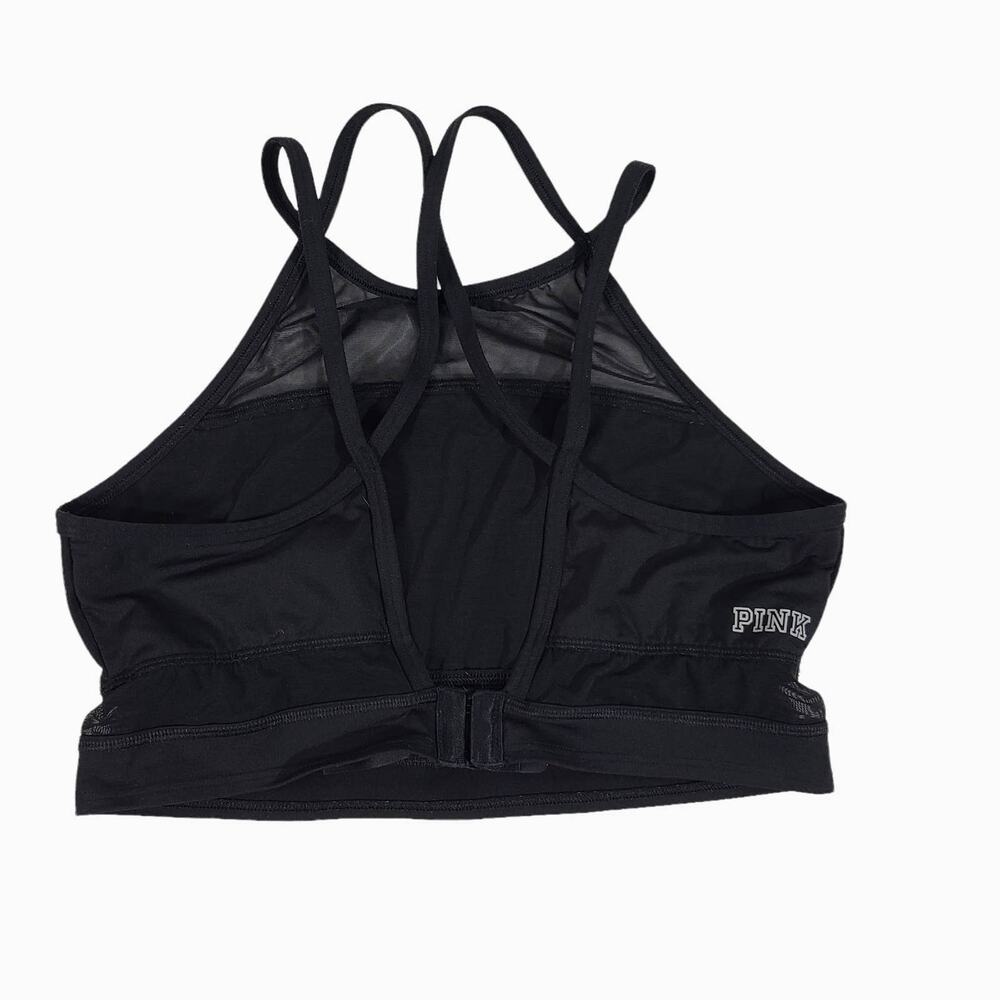 PINK Victoria's Secret Sport Bralette Cross Strap Mesh Back Close Black Large - Picture 2 of 10